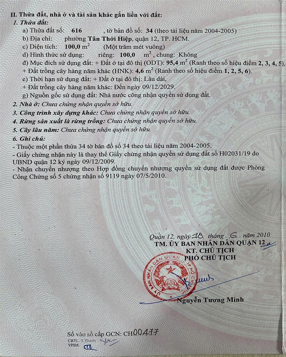 Bán nhà đường Tân Thới Hiệp 21 Quận 12