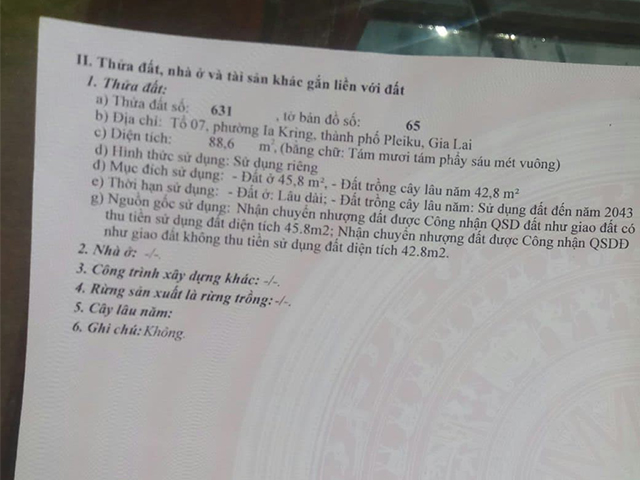 Bán đất đường Hoàng Sa tỉnh Gia Lai