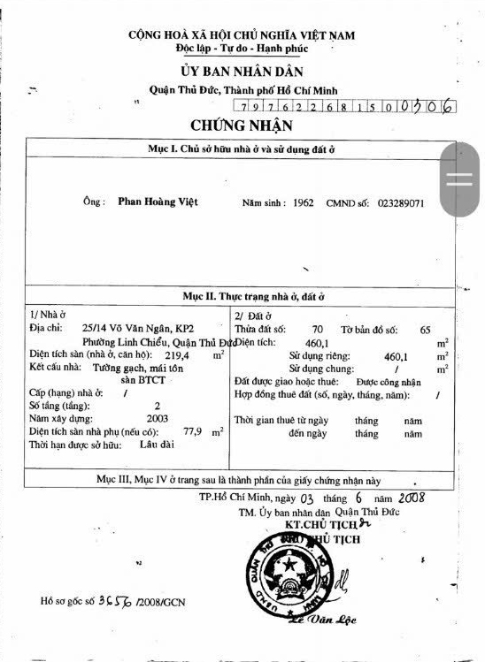 Bán nhà đường Võ Văn Ngân Thành phố Thủ Đức