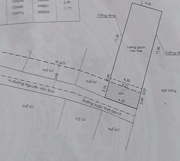 Bán nhà đường Xuân Thới Sơn 1A huyện Hóc Môn