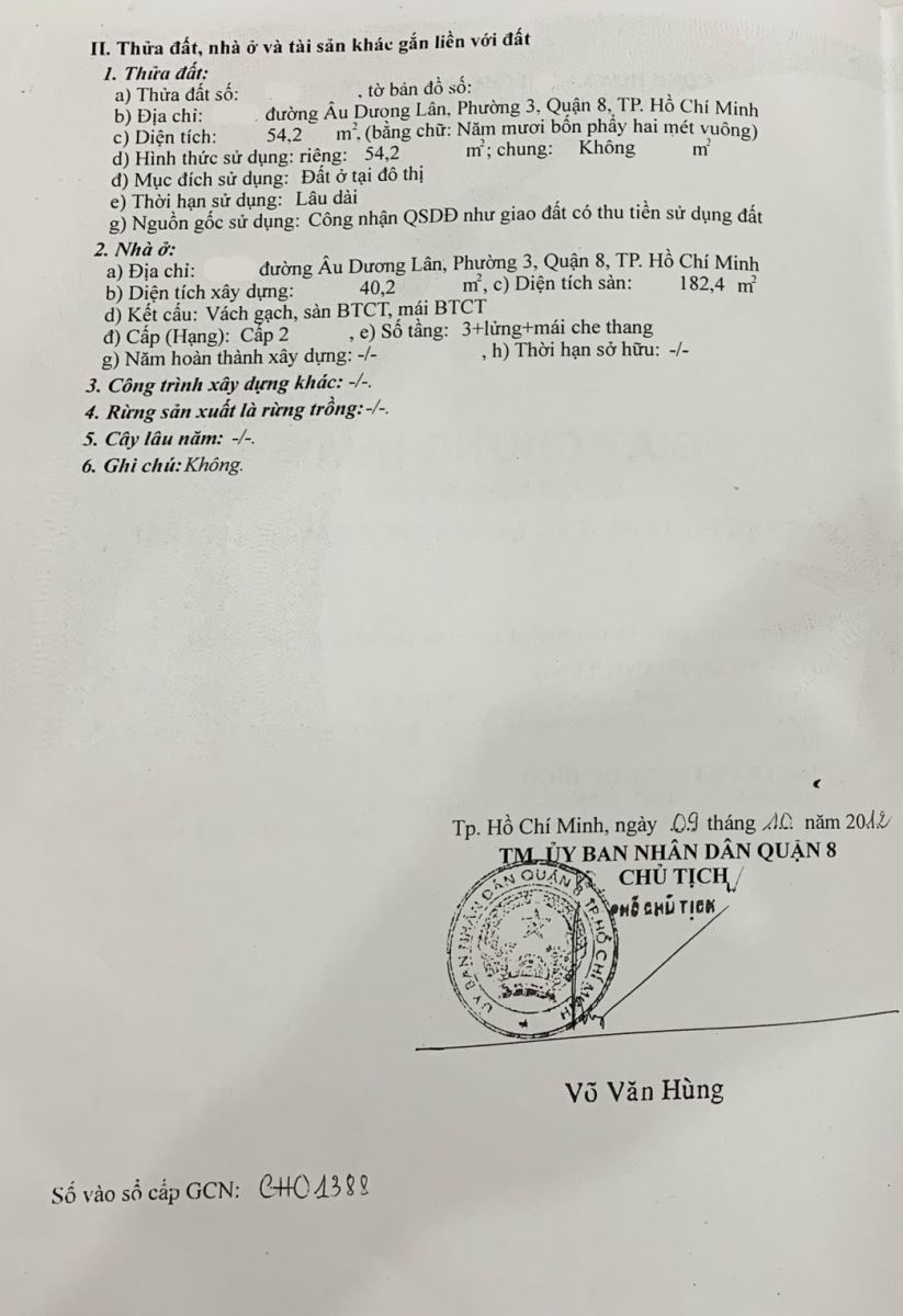 Bán nhà đường Âu Dương Lân Quận 8