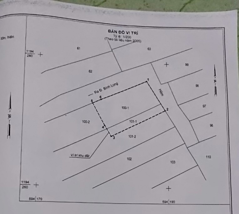 Bán đất đường Bình Long quận Tân Phú