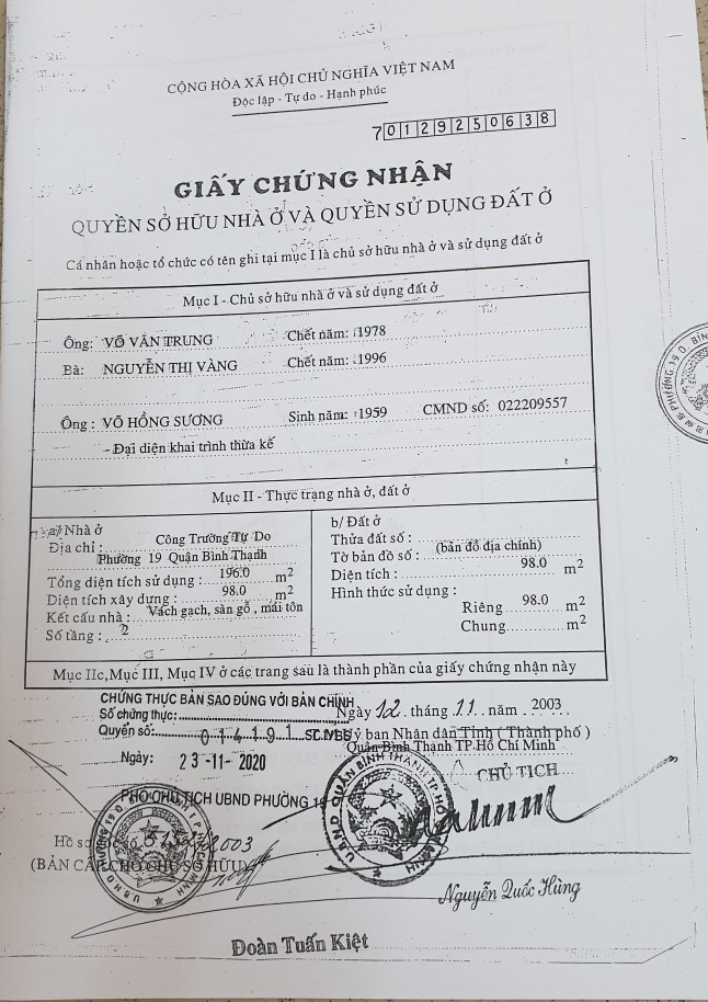 Bán nhà đường Công Trường Tự Do quận Bình Thạnh