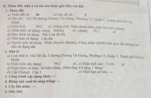 Bán nhà đường Dương Tử Giang, phường 12, Quận 5