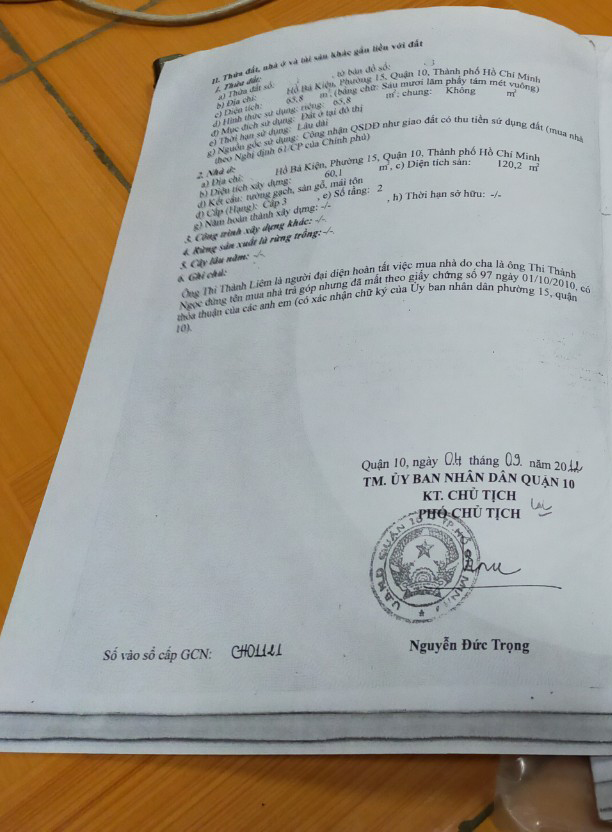 Bán nhà đường Hồ Bá Kiện Quận 10