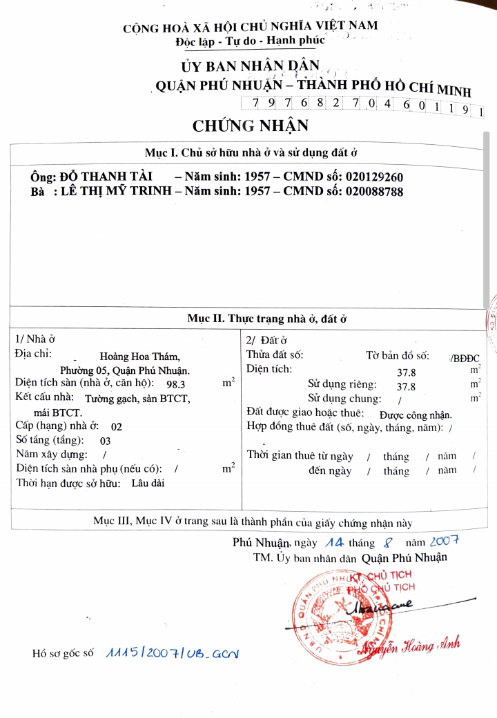 Bán nhà đường Hoàng Hoa Thám quận Phú Nhuận