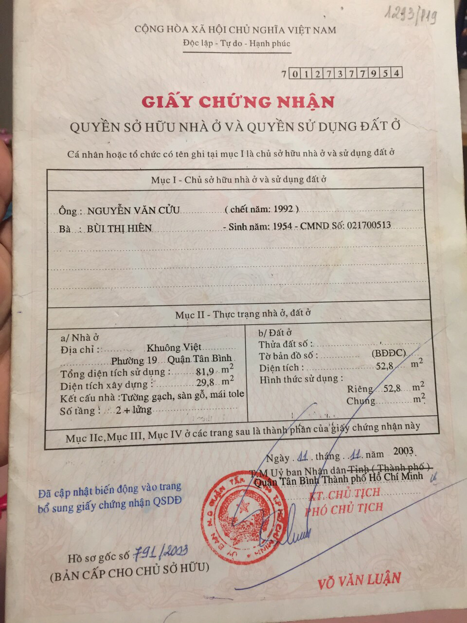Bán nhà đường Khuông Việt quận Tân Phú