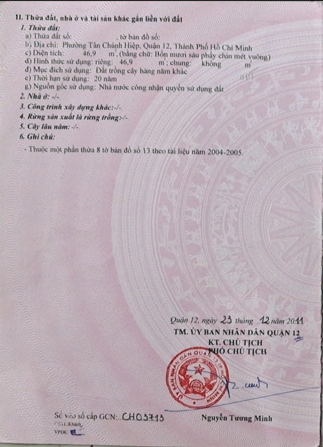 Bán nhà đường Lâm Thị Hố Quận 12