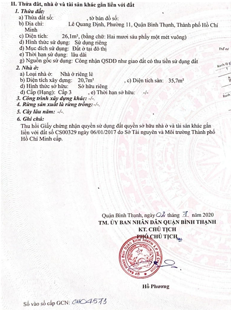 Bán nhà đường Lê Quang Định quận Bình Thạnh