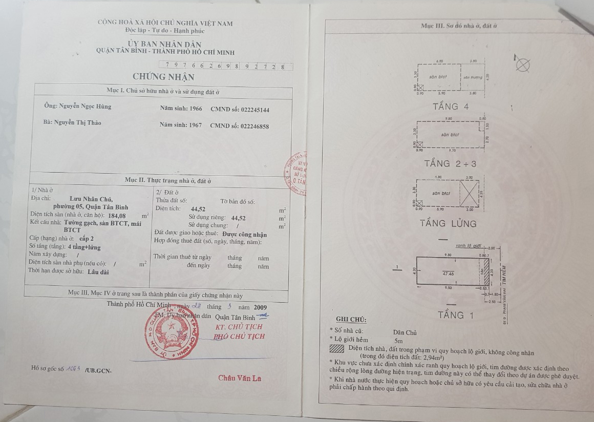 Bán nhà đường Lưu Nhân Chú quận Tân Bình