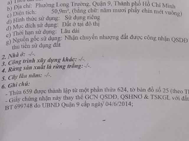 Bán nhà đường Nguyễn Duy Trinh Thành phố Thủ Đức