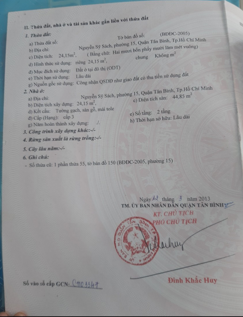 Bán nhà đường Nguyễn Sỹ Sách quận Tân Bình