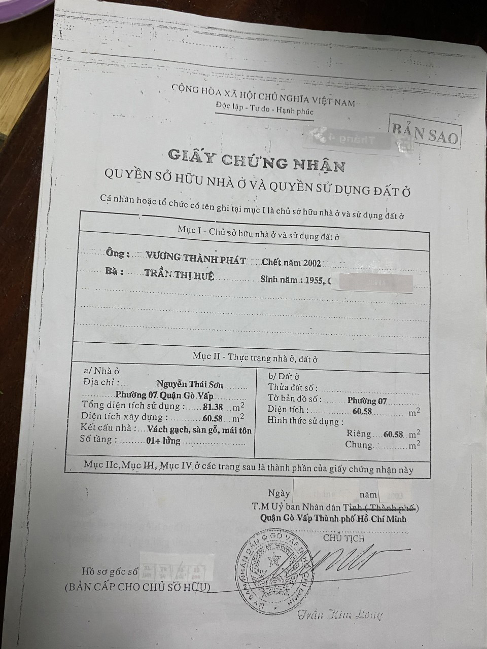 Bán nhà đường Nguyễn Thái Sơn quận Gò Vấp