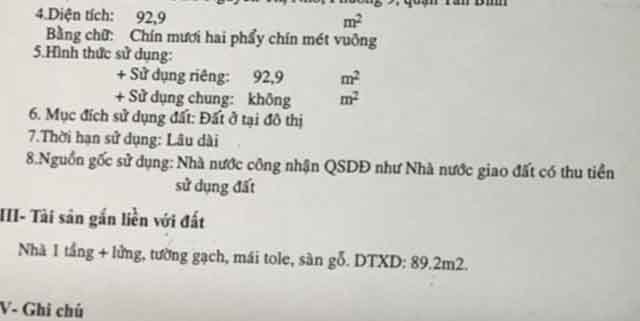 Bán nhà đường Nguyễn Thị Nhỏ quận Tân Bình