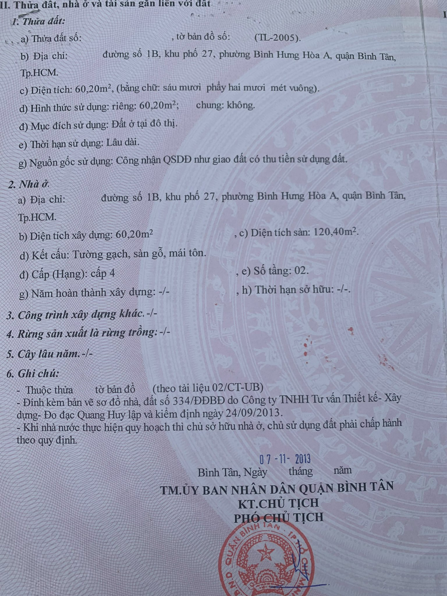 Bán nhà Đường số 1B quận Bình Tân