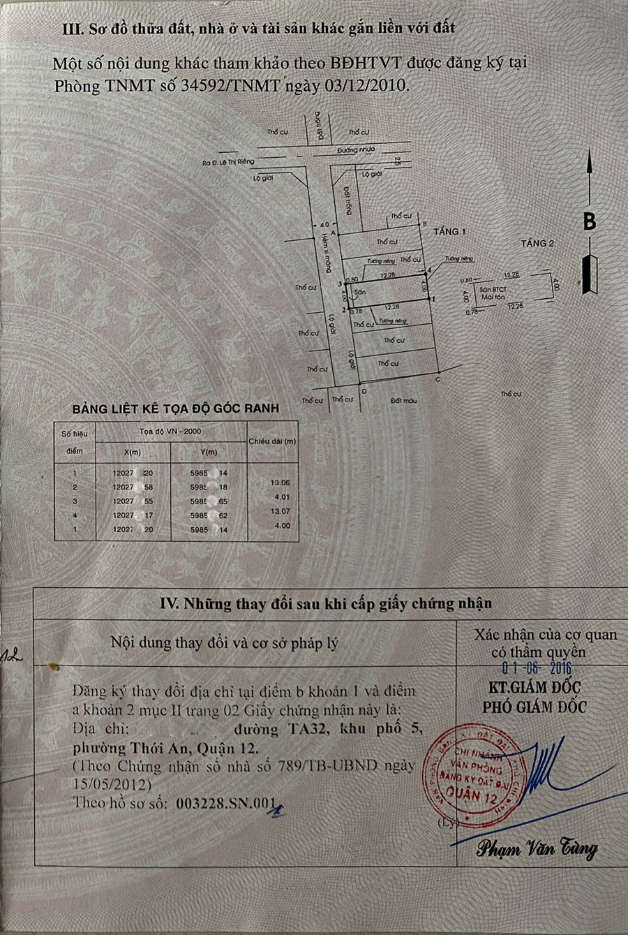 Bán nhà đường TA32 Quận 12