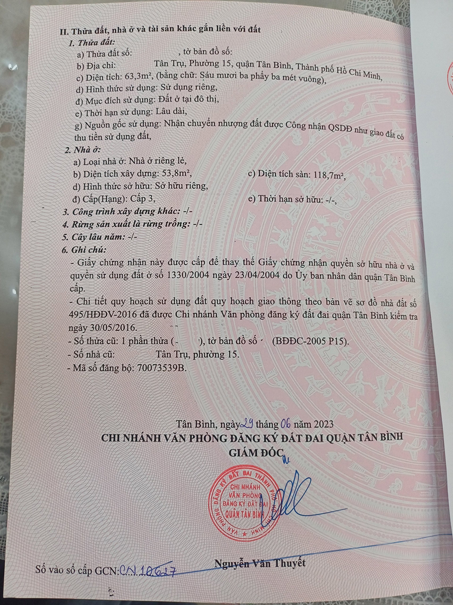 Bán nhà đường Tân Trụ quận Tân Bình