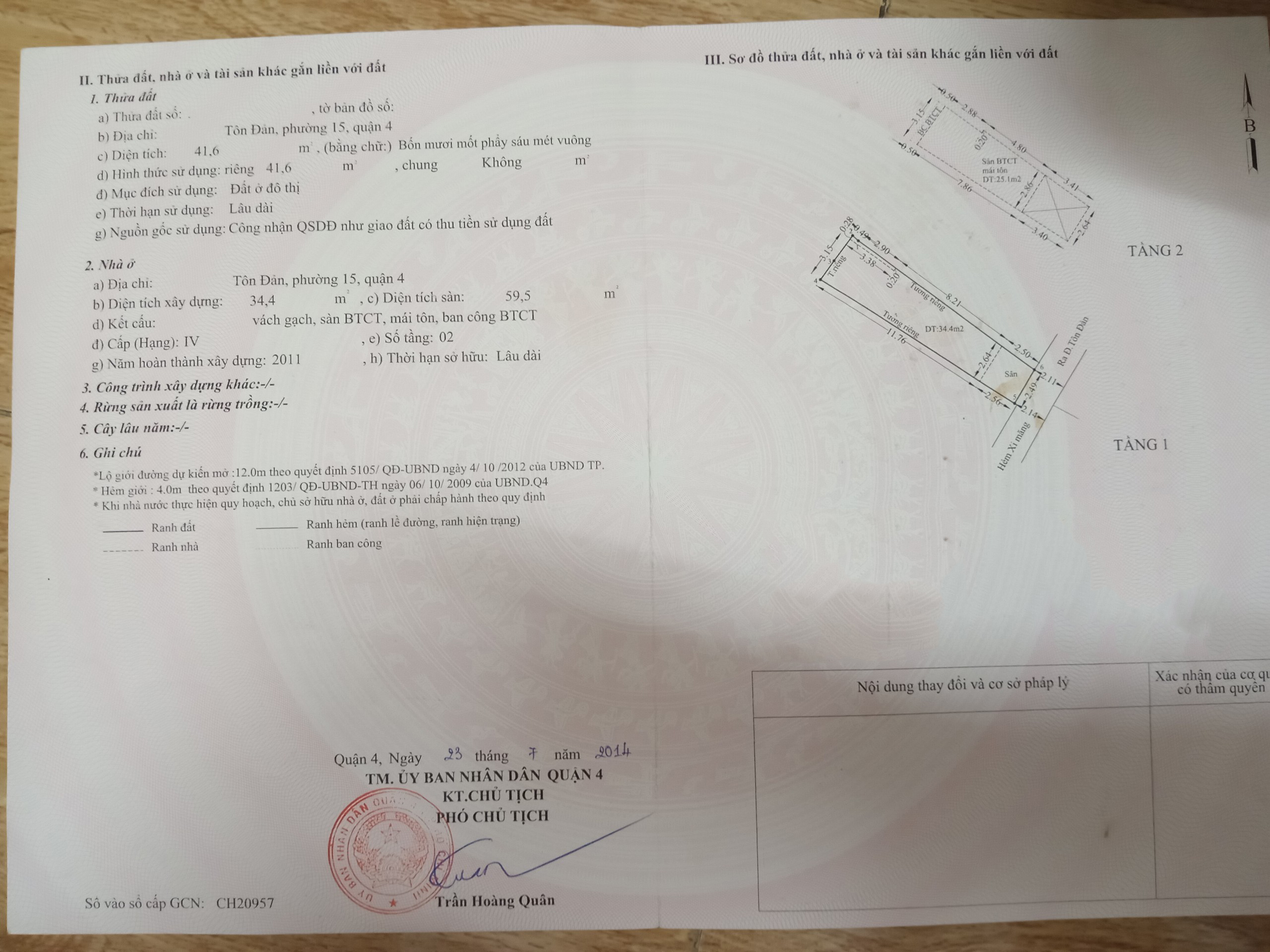 Bán nhà đường Tôn Đản Quận 4