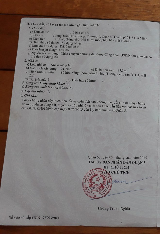 Bán nhà đường Trần Bình Trọng Quận 5