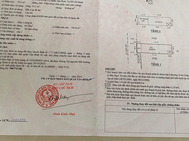 Bán nhà đường Phan Huy Ích quận Tân Bình