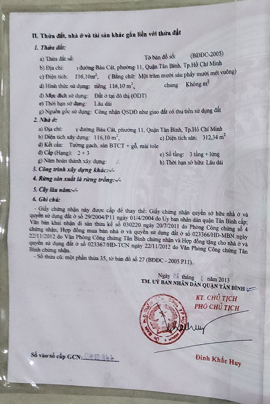 Bán nhà đường Bàu Cát quận Tân Bình