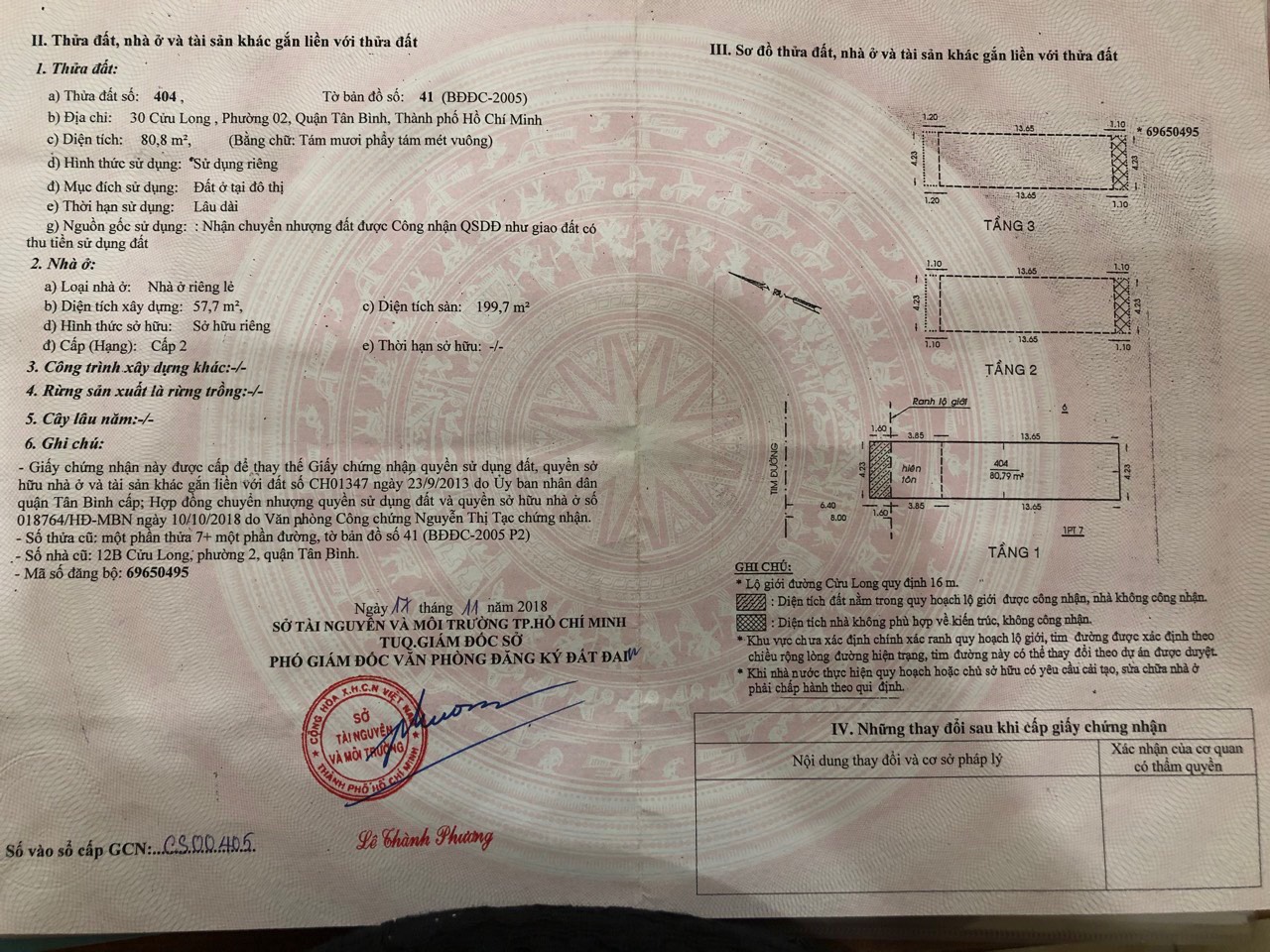 Bán nhà đường Cửu Long quận Tân Bình