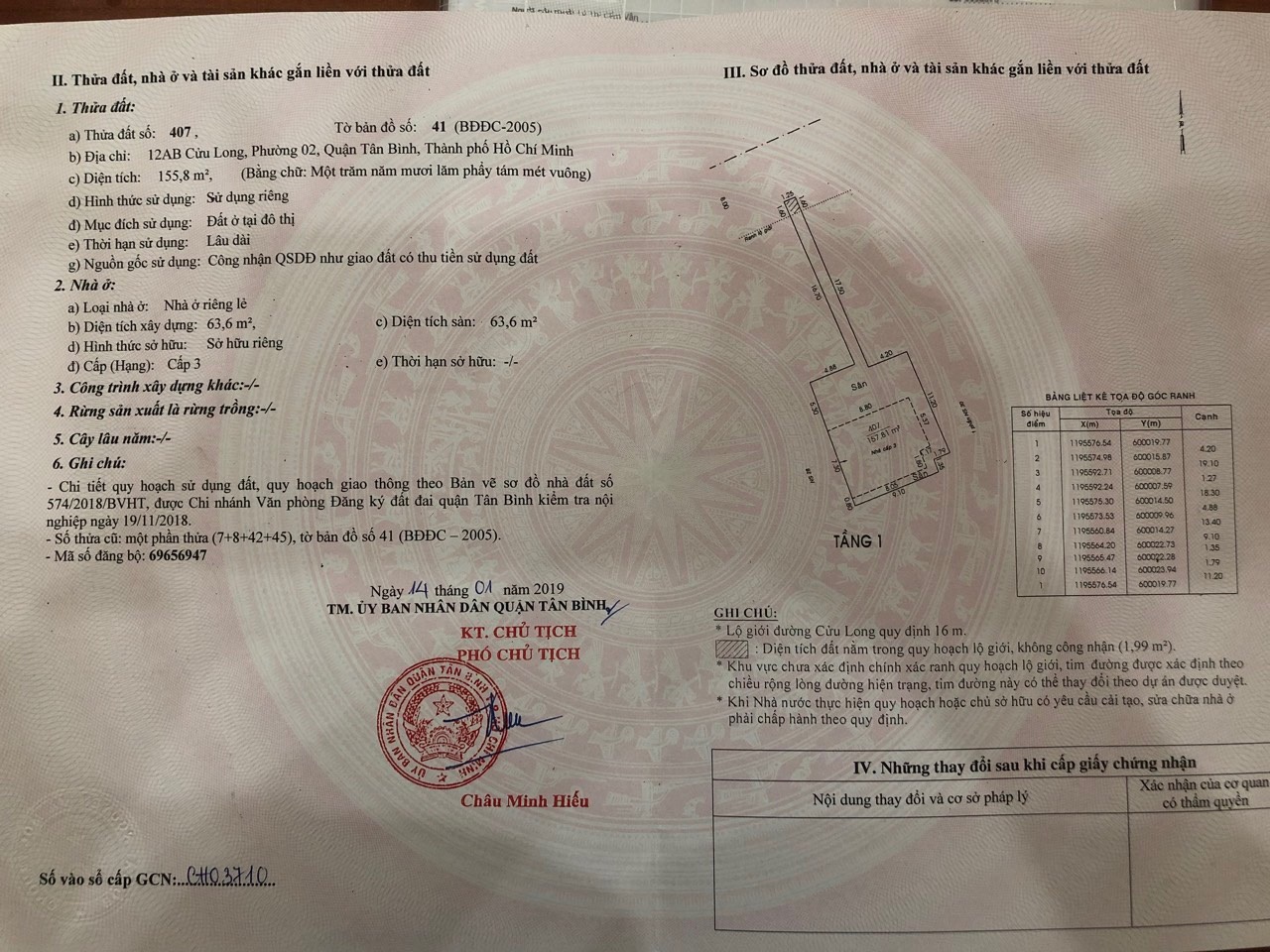 Bán nhà đường Cửu Long quận Tân Bình