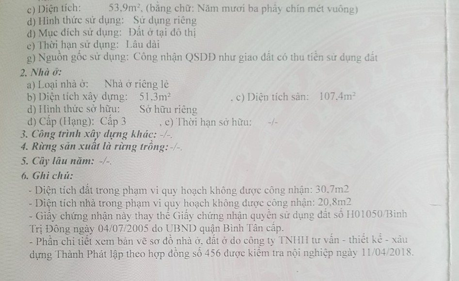Bán nhà đường Đất Mới quận Bình Tân