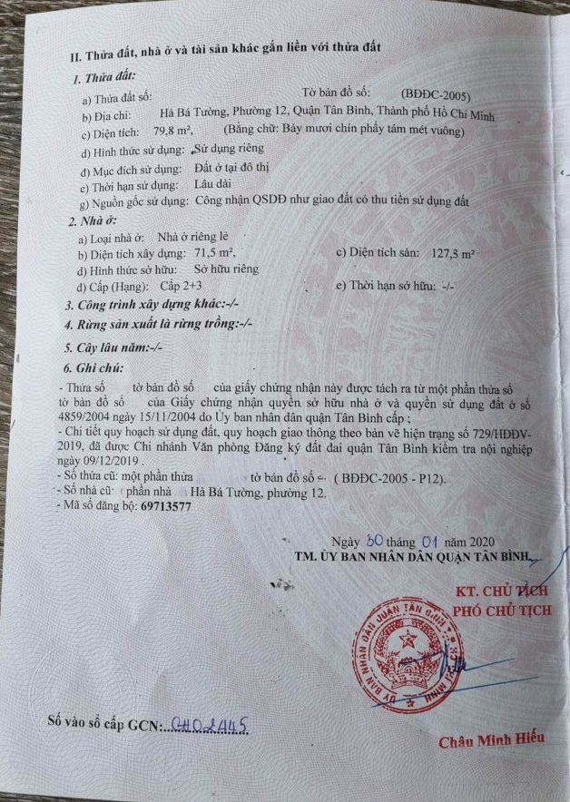 Bán nhà đường Hà Bá Tường quận Tân Bình