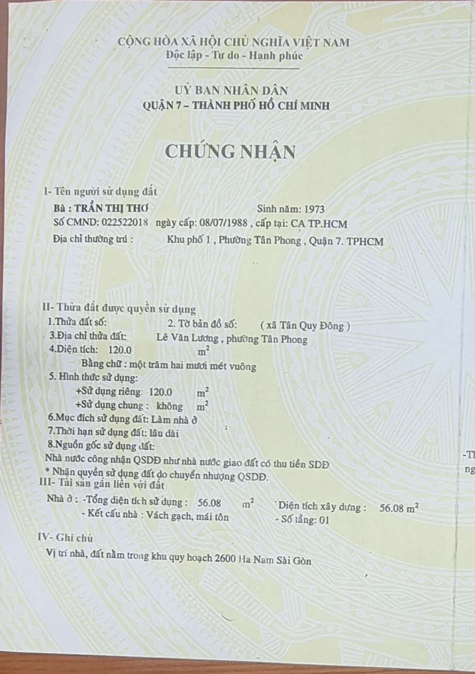 Bán nhà đường Lê Văn Lương Quận 7