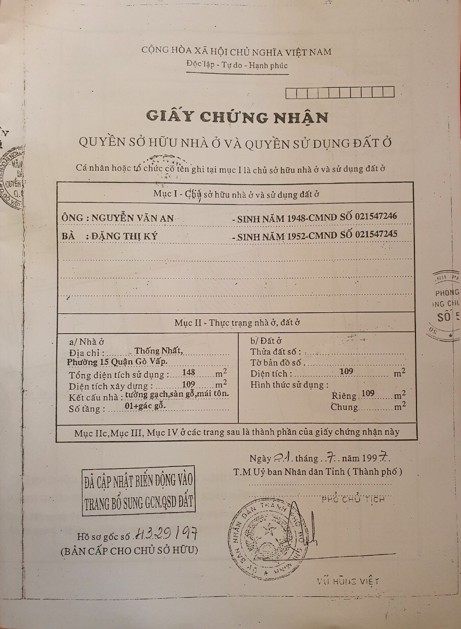 Bán nhà đường Thống Nhất, phường 15, quận Gò Vấp