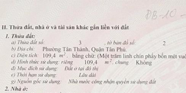 Bán nhà đường Trần Hưng Đạo quận Tân Phú
