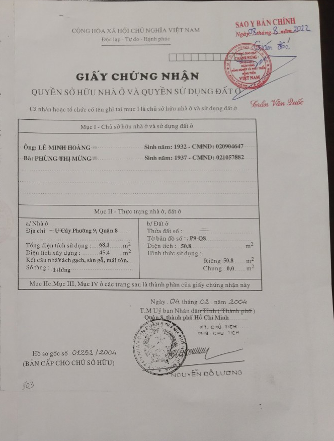 Bán nhà đường Ụ Cây Quận 8