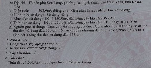 Bán nhà phường Ba Ngòi tỉnh Khánh Hòa