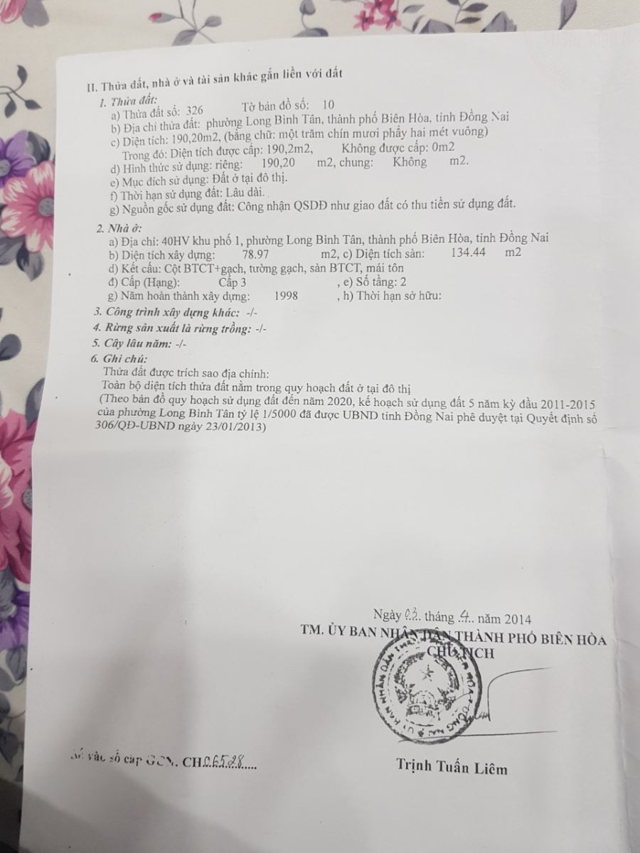 Bán nhà phường Long Bình Tân tỉnh Đồng Nai