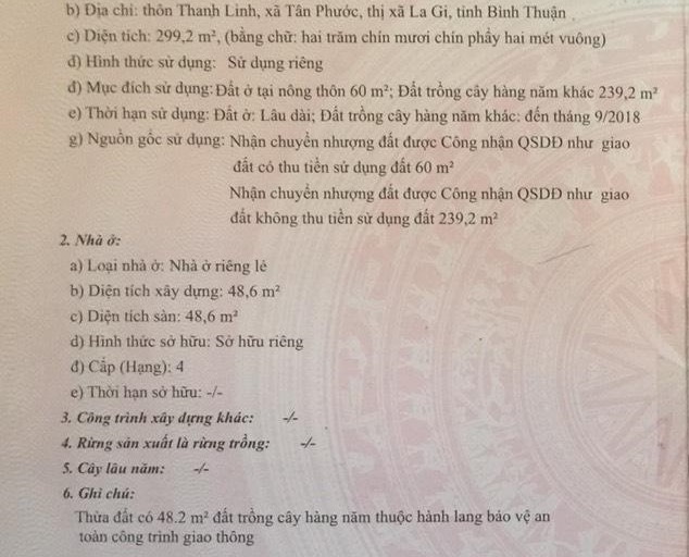 Bán nhà xã Tân Phước tỉnh Bình Thuận