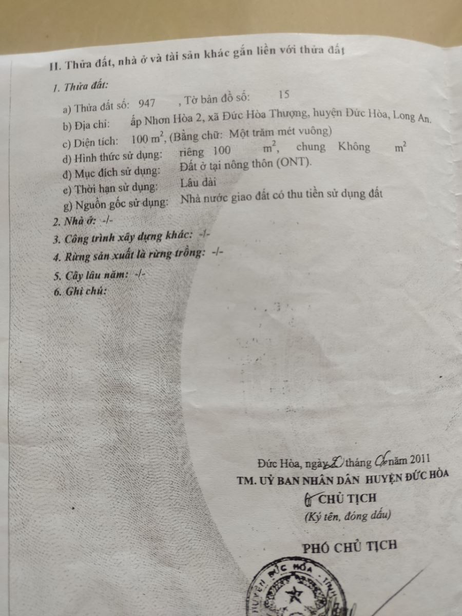 Bán nhà xã Đức Hòa Thượng tỉnh Long An
