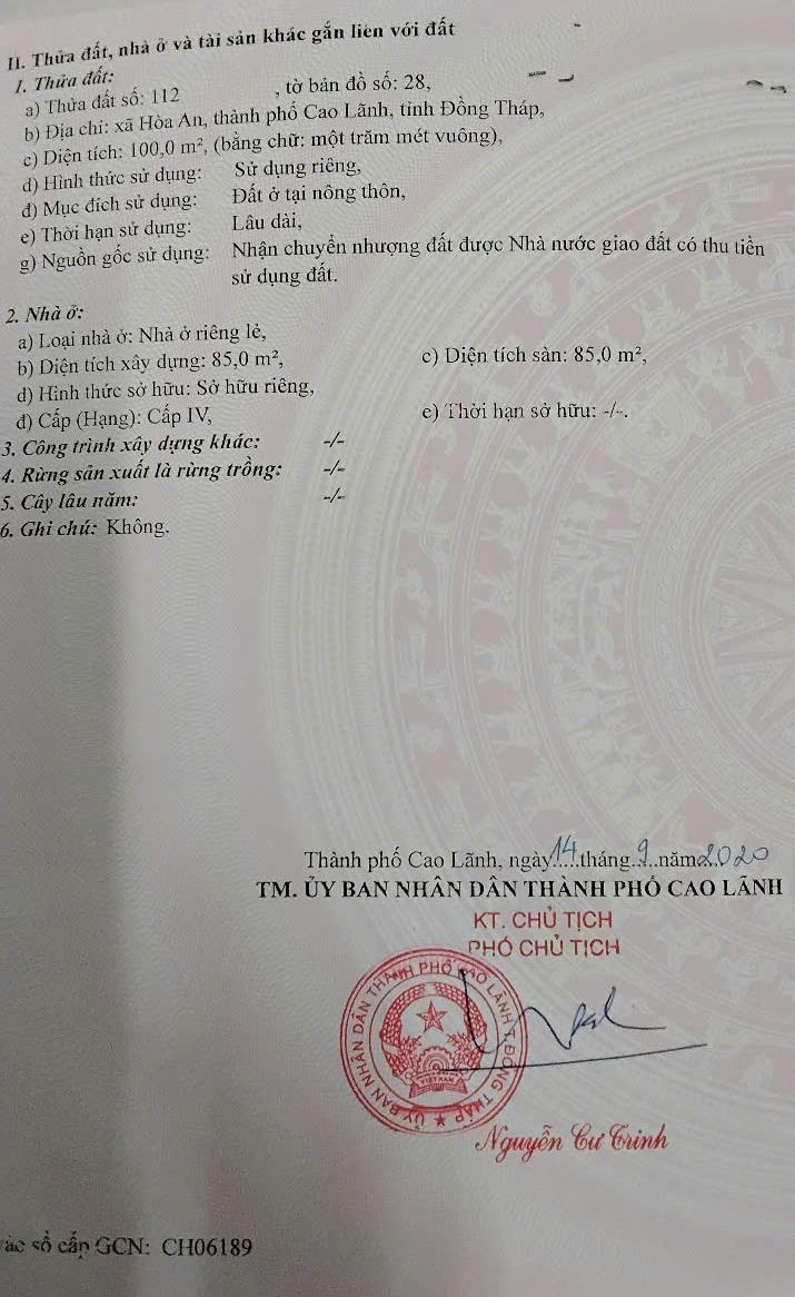 Bán nhà Đường D3, xã Hòa An tỉnh Đồng Tháp
