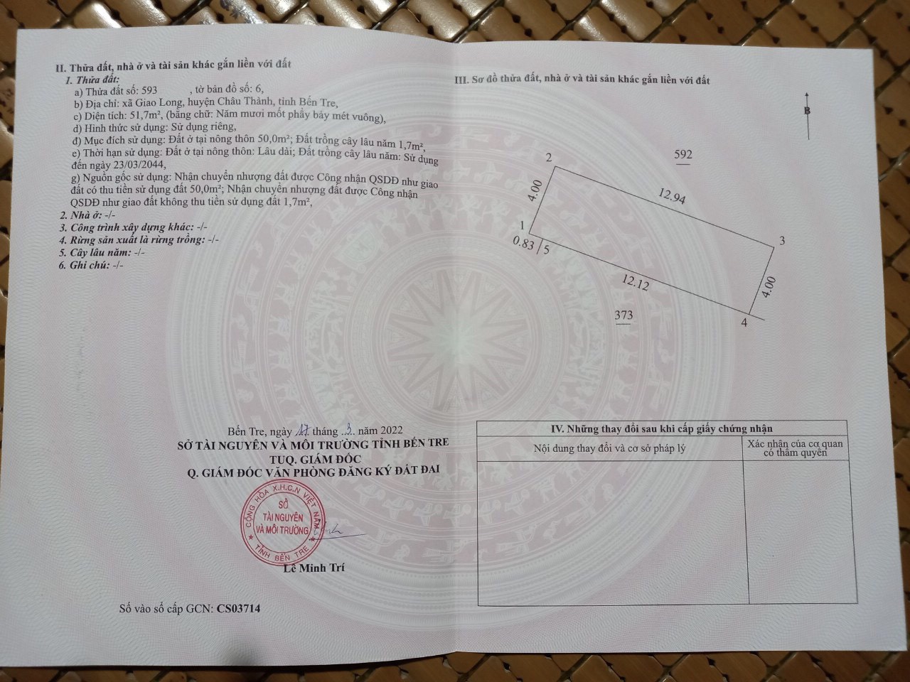 Bán nhà xã Giao Long tỉnh Bến Tre