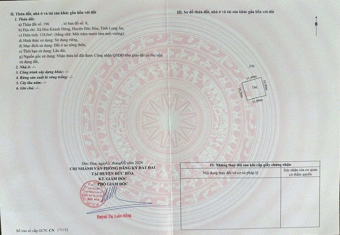 Bán nhà xã Hòa Khánh Đông tỉnh Long An