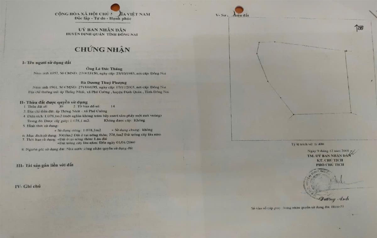 Bán nhà xã Phú Cường tỉnh Đồng Nai