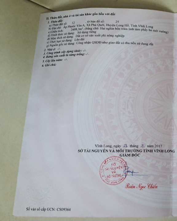 Bán đất xã Phú Quới tỉnh Vĩnh Long