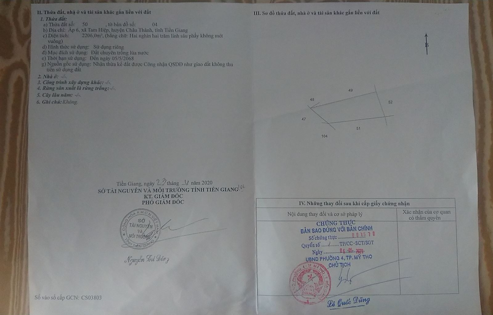 Bán nhà xã Tam Hiệp tỉnh Tiền Giang