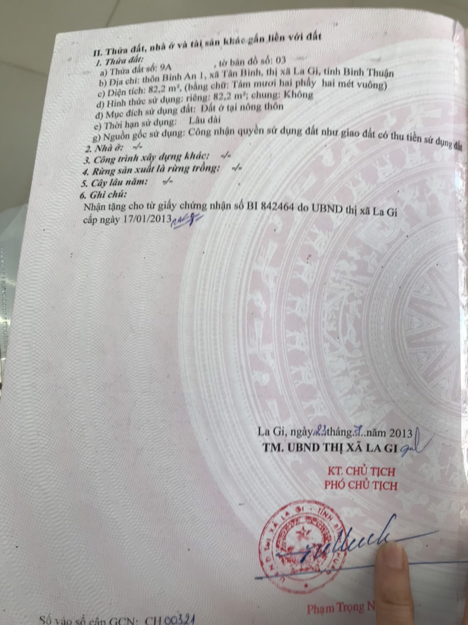 Bán nhà xã Tân Bình tỉnh Bình Thuận