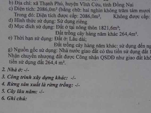 Bán nhà xã Thạnh Phú tỉnh Đồng Nai