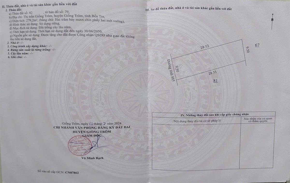 Bán đất Thị trấn Giồng Trôm tỉnh Bến Tre