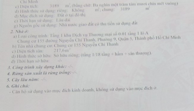 Bán căn hộ chung cư 155 Nguyễn Chí Thanh Quận 5
