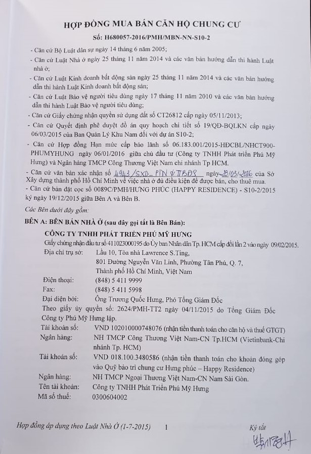 Bán căn hộ chung cư Hưng Phúc Happy Residence Quận 7