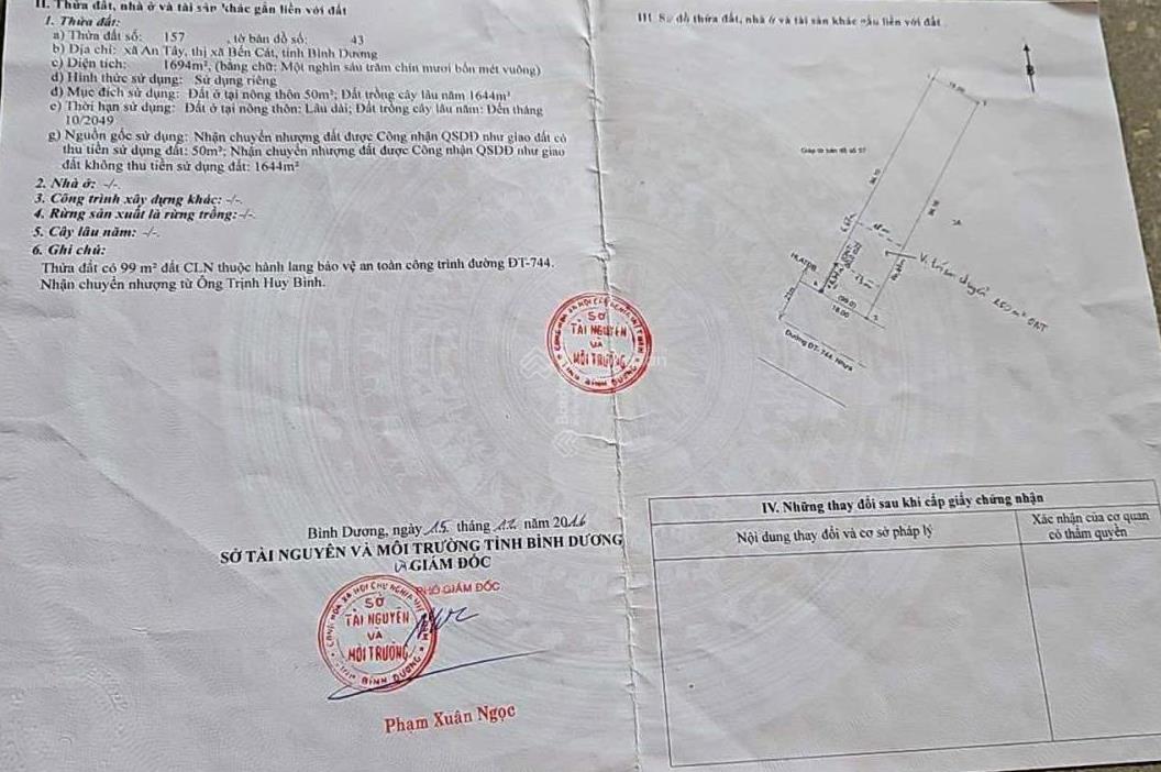 Cho thuê mặt bằng mặt tiền Đường ĐT 744, xã An Tây tỉnh Bình Dương